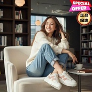 Hogan 女款 H-Stripes 光滑皮革6公分厚底餅乾運動鞋 白色配粉色H EU35/36/36.5/37/37.5/38/39