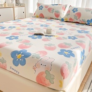 Cartoon Rabbit Fitted Bed Sheet Soft Bedsheet Mattress Protector Cover Pillowcase Single Queen King Size Cadar