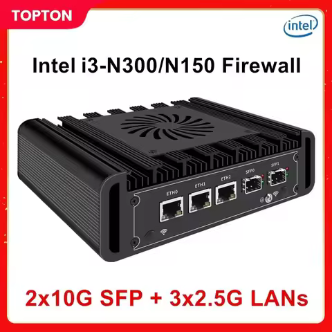 Solid Firewall Mini PC 2x10G SFP+ 3x2.5G LANs Intel i3 N300 N150 Mini Computer DDR5 NVMe Server Host