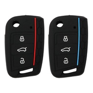 Silicone Car Key Case Full Cover Fob For VW Volkswagen Golf 7 MK7 Tiguan MK2 For SEAT Ateca Leon FR 
