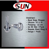 LT733 Baut Baja Ringan 10 X 19 Isi 50 Pcs Baut10 X 19 Isi 50 Pcs