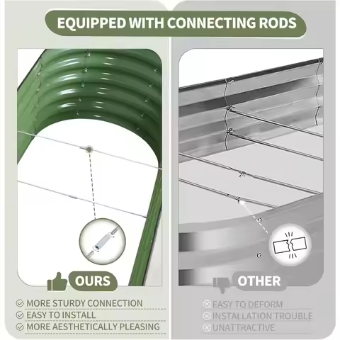 Galvanized Raised Garden Bed - 8x2x1.4FT Metal Planter Boxes Outdoor | Oval Steel Raised Bed Kit for