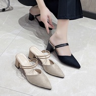 ZIZI Women’s Pointed-Toe Mules – 5cm Block Heels, Convertible 2-Way Design for Daily & Work