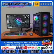 Gaming PC AMD Ryzen 5 5600G Ram 16GB SSD 128GB Monitor Samsung Curved 24 Inch Keyboard Mouse RGB