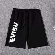 Evisu Summer Men s Black Shorts Street Style Tide Loose Letters Cotton Sports Casual Pants