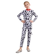 inlzdz Kids Unisex Dalmatian Costume Bodysuit Long Sleeve 3D Tail Puppy Jumpsuit Cute Animal Costume