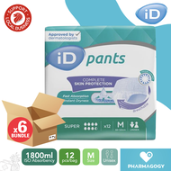 [6 pack] iD Pants Super, Medium (80-120cm), 12pce/bag iD Adult Diapers Adult Men Adult Women Diapers