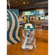  Starbucks Football Bearista Glass Cold Cup 20oz. Tumbler 20oz