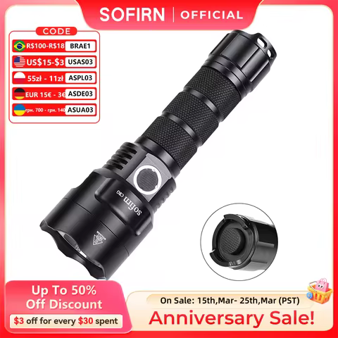 Sofirn C8G Powerful 21700 LED Tactical Flashlight SST40 2000lm 18650 Recharge Battery Torch with ATR