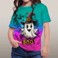 3D Graphic Ghost Halloween T-Shirt Girl Short Sleeve T-Shirt Fashion Kids Clothing O-Neck Kids Tops