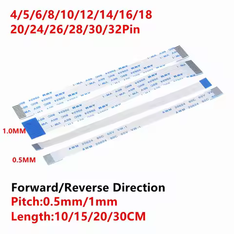 10pcs Flat flexible cable FFC FPC AWM 20624 80C 60V VW-1 FFC-0.5MM 1.0MM 4/5/6/8/10/12/14/16/18/20/2