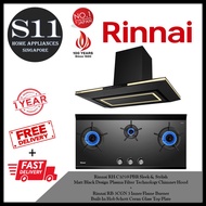 Rinnai RH-C1059-PBR Sleek + Stylish Matt Black Design Plasma Filer Technology Chimney Hood +Rinnai RB-3CGN 3 Inner Flame Burner Built-In Hob Schott Ceran Glass Top Plate*BUNDLE DEAL - FREE DELIVERY