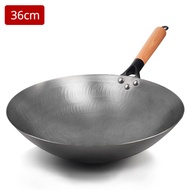 Konco Handmade iron Wok Cookware  Iron Pot Frying Pan Non-Stick Chinese Cast Iron Wok  for gas cooker kitchen Pot skillet