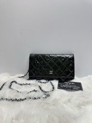 👜Chanel Dark Green Patent Leather Wallet on Chain WOC Series No. 18**** with warrenty card 香奈兒 深綠色漆皮