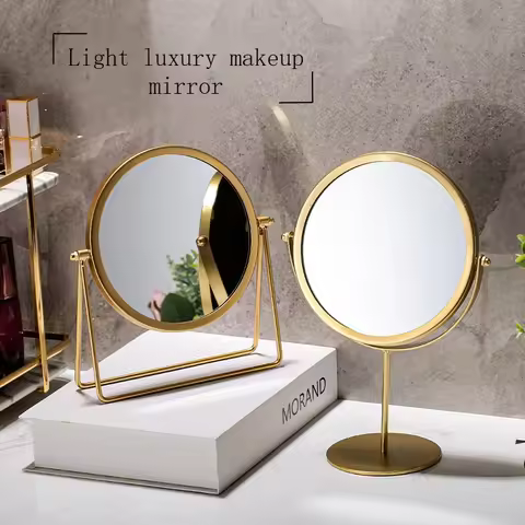 Iron bracket makeup mirror, multi angle freely adjustable full view makeup mirror, Instagram style N