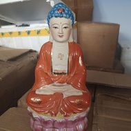 Eighty Years Alum Red Gold-Painted Buddha Statue Slight Surface Oxidation Marks Complete Package Old