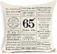 65 Years Wedding Gift Pillow Case Original Decoration 65th Wedding Anniversary Pillowcase for Couple