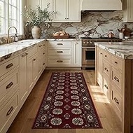 RUG BRANCH Majestic Traditional Persian Chobi Red Beige Indoor Runner Rug for Entryway, Hallway, Bat