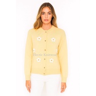 HECTIC Daisy Cardigan for Women, Long Sleeve, Embossed Floral Pattern, Korean Style, Knitwear Woman,