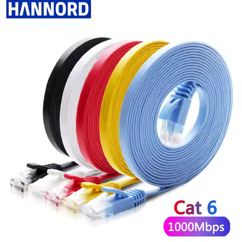 Hannord Ethernet Cable Cat6 Lan Cable UTP RJ45 Network Patch Cable Ultra Thin Flat Patch Cord 10m 15