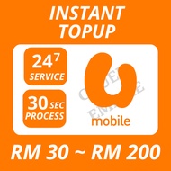 U Mobile Instant Topup RM 30 ~ RM 200