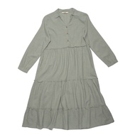 GIORDANO Women's Cotton Linen Half Placket Dress (05464203) - 13 - Green
