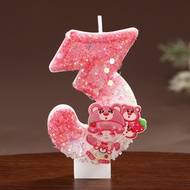 Cartoon Number Candle Cute Raspberry Bear Balloon Girl Birthday Candle Party Creative Cake Decoratio