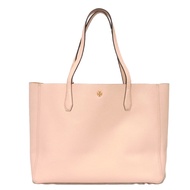 Tory Burch Blake 手提包，鵝卵石紋小牛皮，黃白顏色T 標誌金屬外殼粉紅手提包 85984