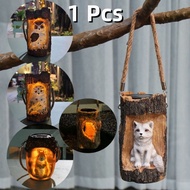 1 Pcs Solar energy squirrel pine nut hanging lamp Outdoor garden courtyard resin lamp LED landscape decoration luminous lamp pendant lamp