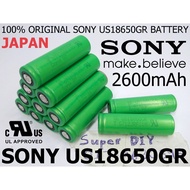 Sony US18650GR US 18650 GR 3.7V 4.2V 2600mAh Lithium ion Rechargeable Li-ion Battery repair laptop flash light powerbank