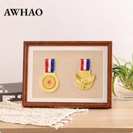 [AWHAO] Medal Display Frame Wood Grain A4 2 Medals