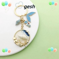 GESH1 Key Ring, Conch Zinc Alloy Car Key Chain, Beautiful Sea Horse Durable Shiny Pendant Marine Animal Pendant DIY Jewelry Decorate