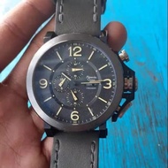 Alexandre Christie 6281 kulit abu chrono jam tangan ori pria