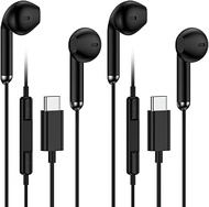 2 Pack Wired iPhone Earphones Headphone USB Type C Earbuds Mic & Noise Cancelling USBC Ear Air Buds 