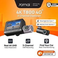 [New 3 Channel] 70mai T800 Dashcam | Dual 4K HDR | 4G GPS & AI Parking Surveillance [Pre-Order eta 5