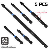 Set of 5 Strong Magnetic Screw Bits with High Hardness for Electric Screwdrivers in Various Lengths 