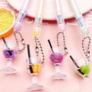 GANTUNGAN Cute Aesthetic Pens, Fancy Juice Glass Shaped Pens, Hanging Pens
