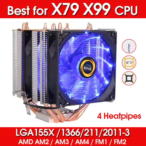 4 Heat Pipes RGB CPU Cooler X79 X99 Motherboard 3Pin PWM 4Pin Quiet For Intel LGA 1150 1151 1155 136