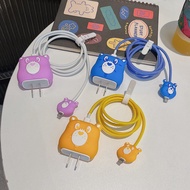 for Apple IPhone 30W 20W 18W fast charger protective cover Cute bear 4 in 1 charger case+cable prote