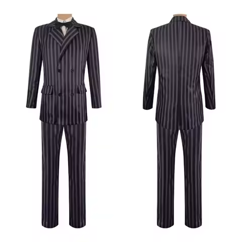 Movie Wednesday Gomez Addams Cosplay Costumes Suit Halloween Carnival Outfit Men Coat Shirt Pant Tie