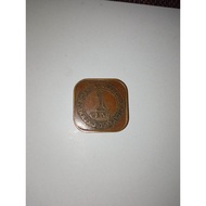 Square 1cent 1940 King George coin