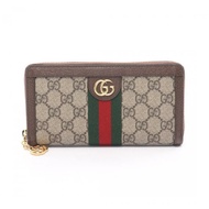 【日本直送】 GUCCI GUCCI Ophidia 雙G SUPREME Sherry line 圓角拉鍊長錢包 PVC 真皮 米色 多彩色