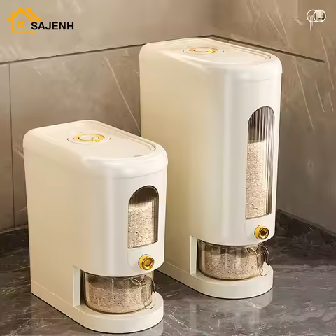 10/20KG Rice Storage Container Dry Food Dispenser Insect-Proof Rice Bucket Large Capacity Cereal Sto