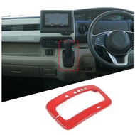ABS Carbon fiber/Red For Honda N-BOX JF3 JF4 2017-21 Car Central Control Gear Indicator Frame Decora