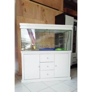 Meja Aquarium Plus Aquarium Sama Tutup 120cm Kaca 8ml/trinityjayafurniture