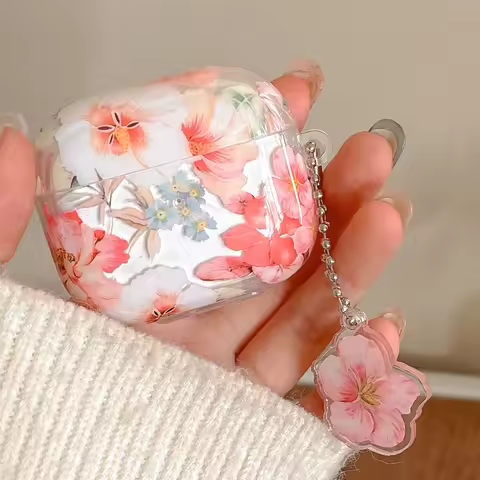 Wireless Bluetooth case for AirPods1/2 AirPods3 AirPods4 AirPods pro and pro2 tpu flower pattern ear
