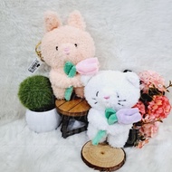 GANTUNGAN Tulip Rabbit Keychain Tulip Cat Keychain Cat Fur Doll Keychain Rabbit Fur Doll Keychain