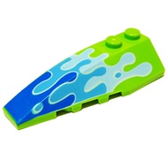 Brick2cube Part-Wedge 6 x 2 Left with Blue Water Splash Pattern-41748pb030