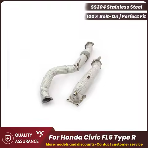 ECCF Sports Downpipe With Heat Shield For Honda Civic FL5 Type R High Flow Aggressive Sound Performa