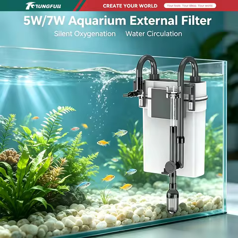 5W 7W Hang On Aquarium External Filter Barrel,Wall Mounted Fish Tank Filter Silent Oxygenation Water